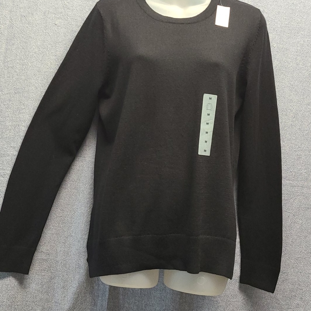 Old Navy LS Black Sweater Ribbed Wrist/Hemline Med NWT